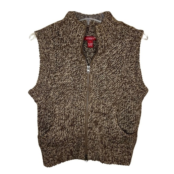 Sundance Alpaca Blend Brown Zipper Front Vest Size S - Picture 1 of 13